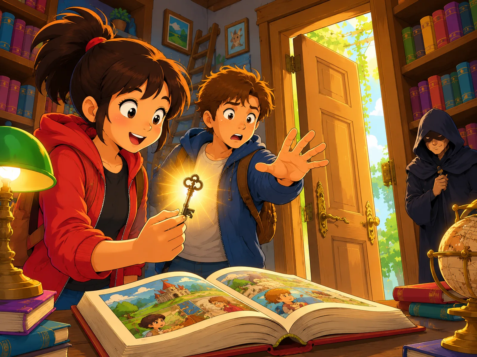Exemple visuel du style BD jeunesse cartoon premium pour une scene de BD