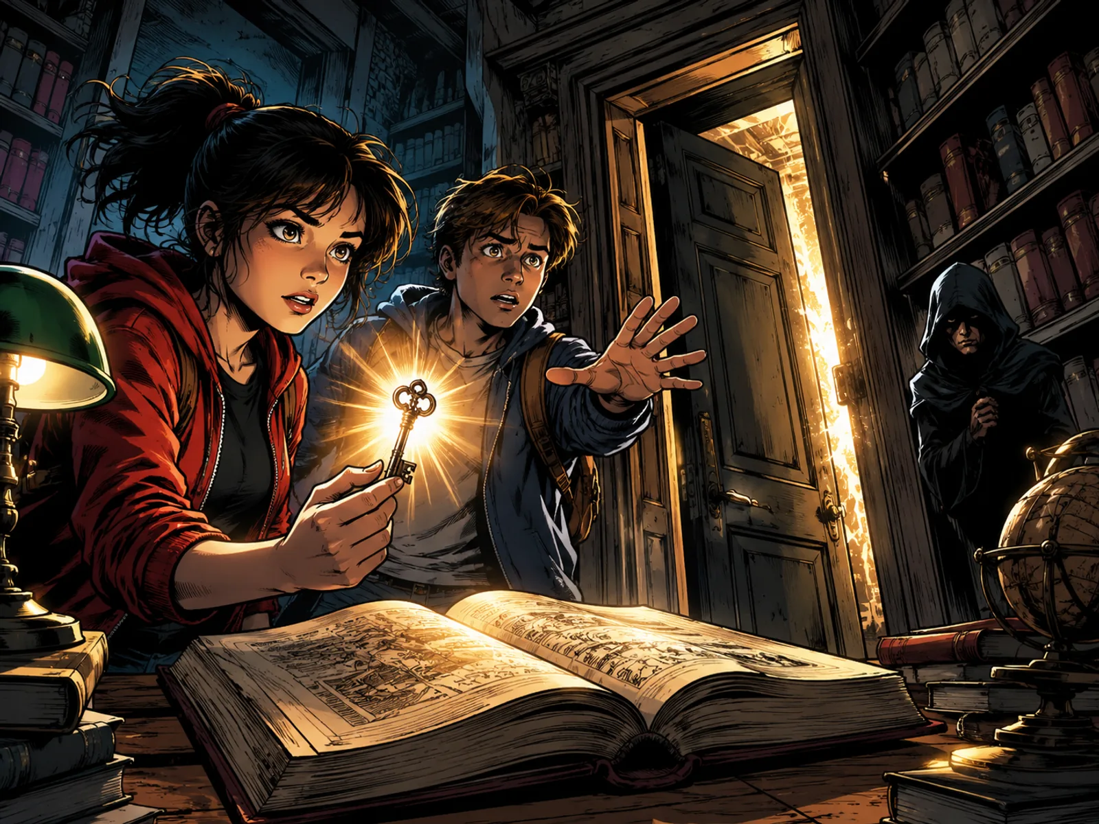 Exemple visuel du style Comics américain dynamique pour une scene de BD